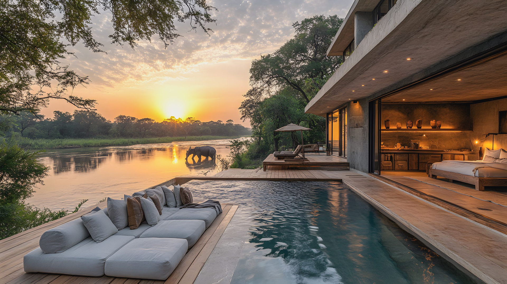 Luxury Safari Lodge in Kruger National Park with Wildlife Views