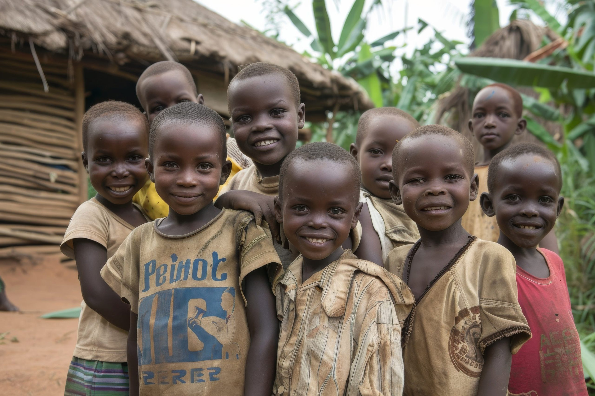 African children in the village of Masai Mara in Kenya, Africa