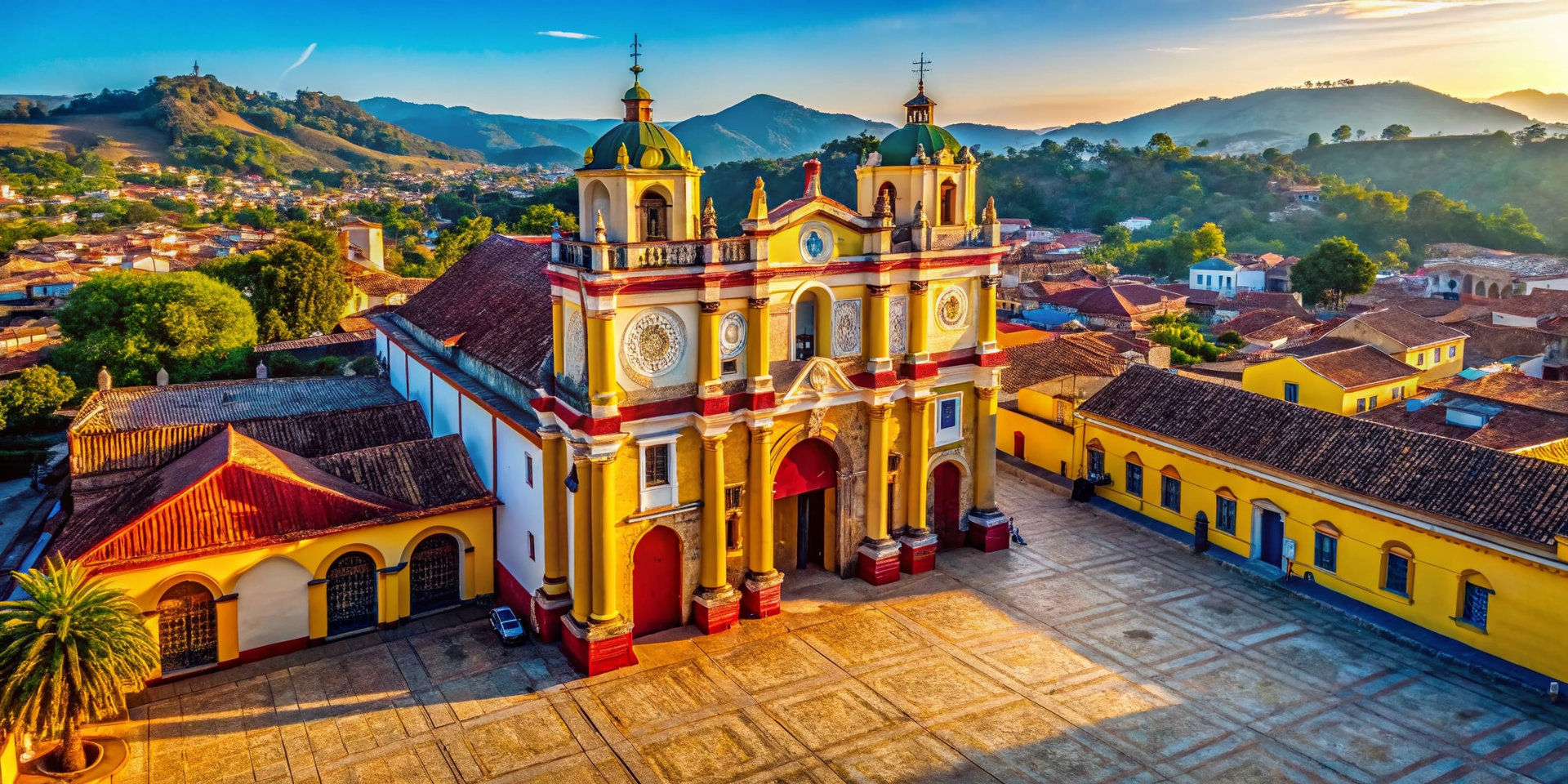 Aerial View of Santa Lucia Church, San Cristobal de las Casas, Chiapas, Mexico - Stunning Colonial Architecture