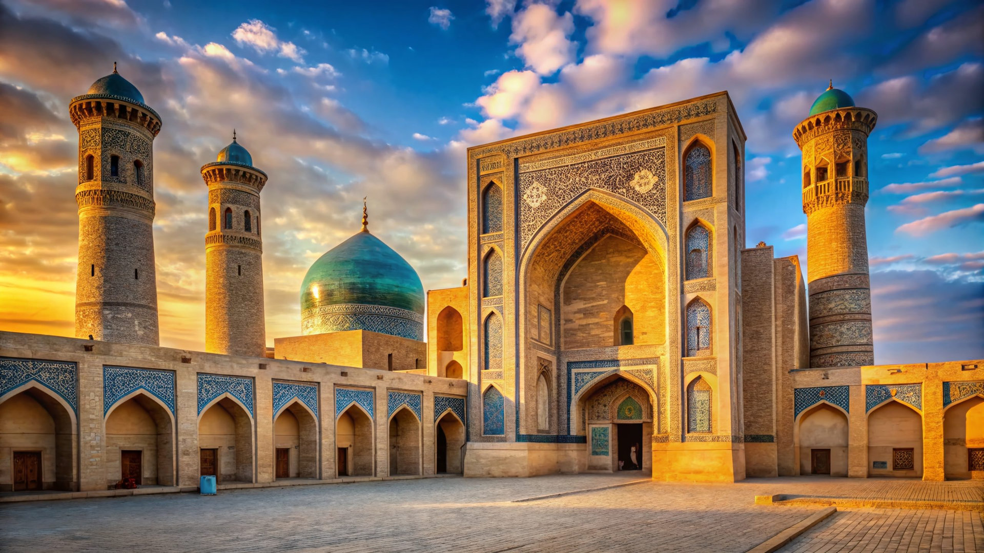 Bukhara's Po-i-Kalan Ensemble: Mir-i-Arab Madrasah & Kalan Minaret, Uzbekistan - Historic Architecture