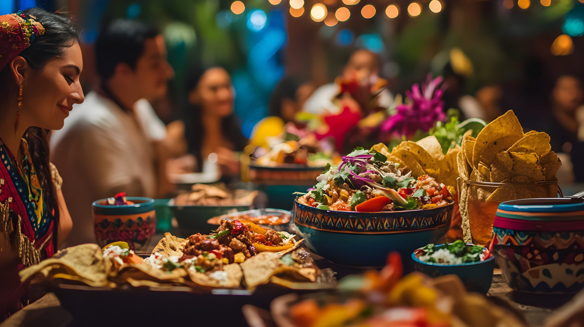 A traditional Mexican Jarabe Tapatío dance, with performers in colorful dresses and mariachi music, showcasing the culture and heritage of Mexico.