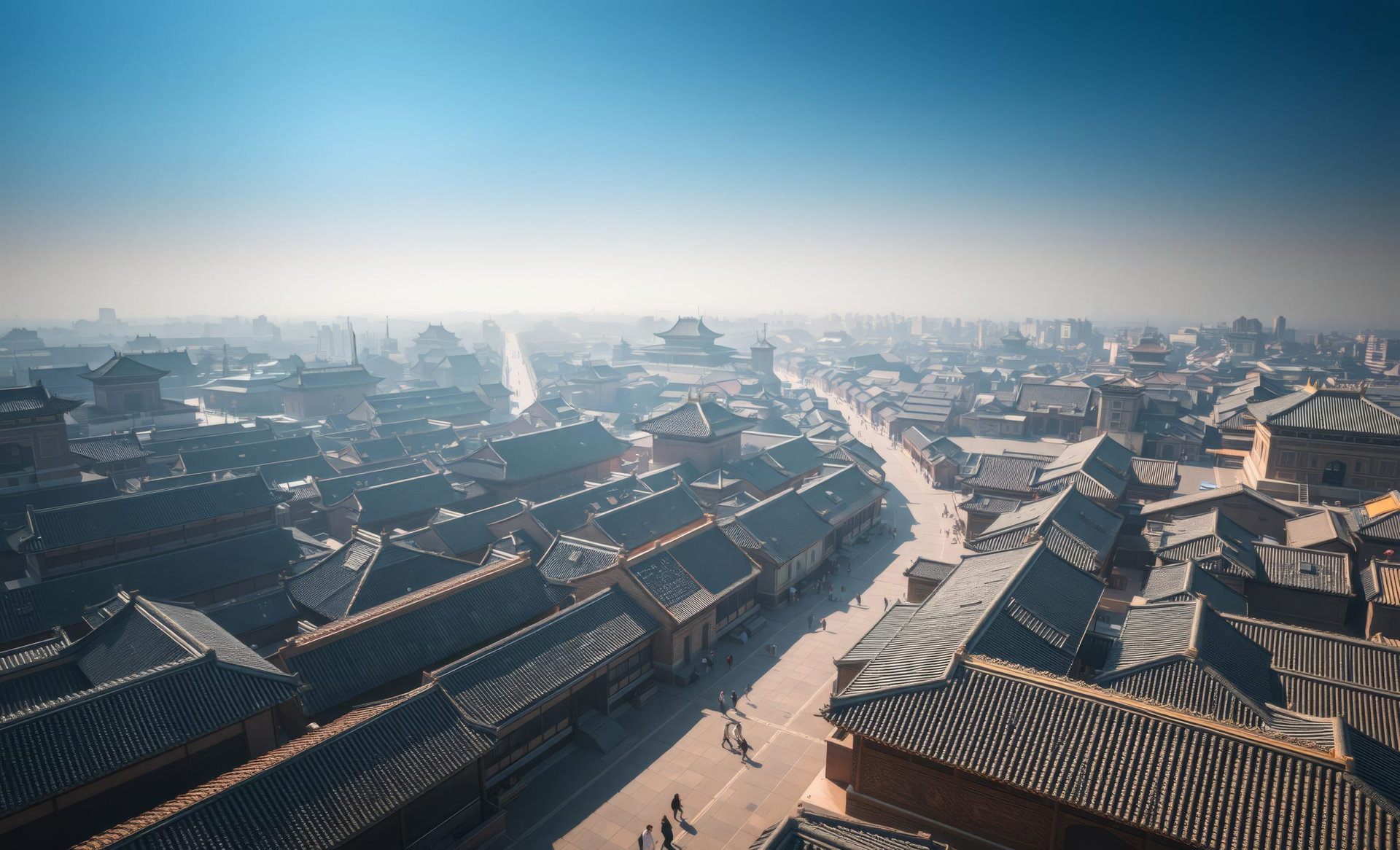 Aerial view of pingyao ancient city a traditional chinese old city in shanxi aerial city ultra realistic photorealistic chinese architecture architecture culture china chinese travel temple asia build