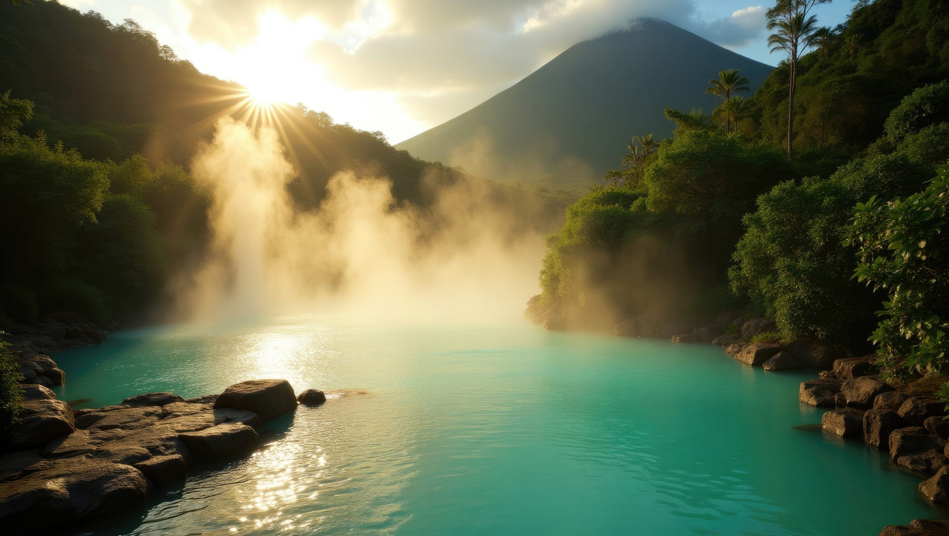 Thermal springs at Tabacon within Arenal Volcano National Park (Costa Rica)