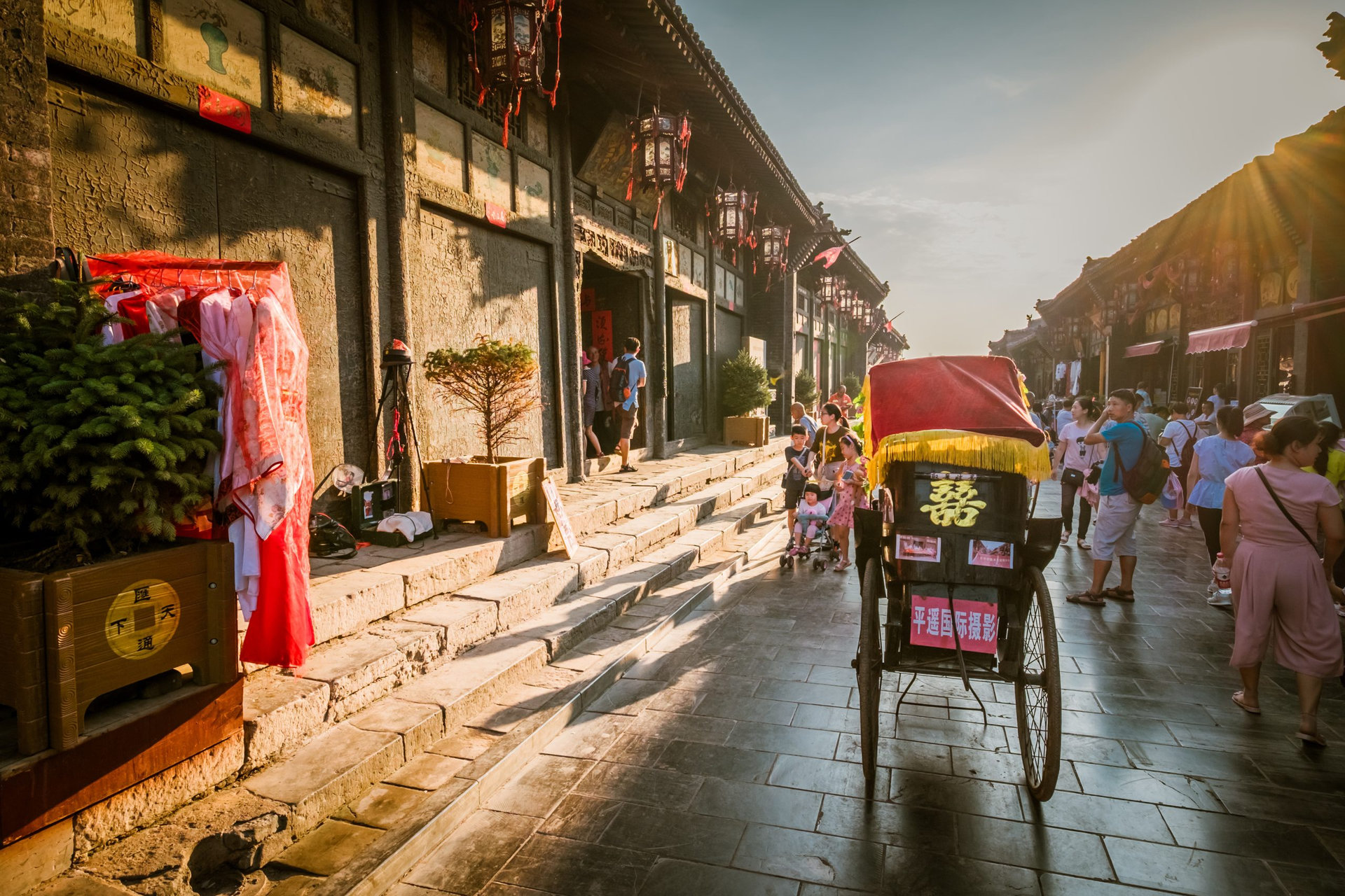 Horsecart in street in Pingyao, China - August 2017