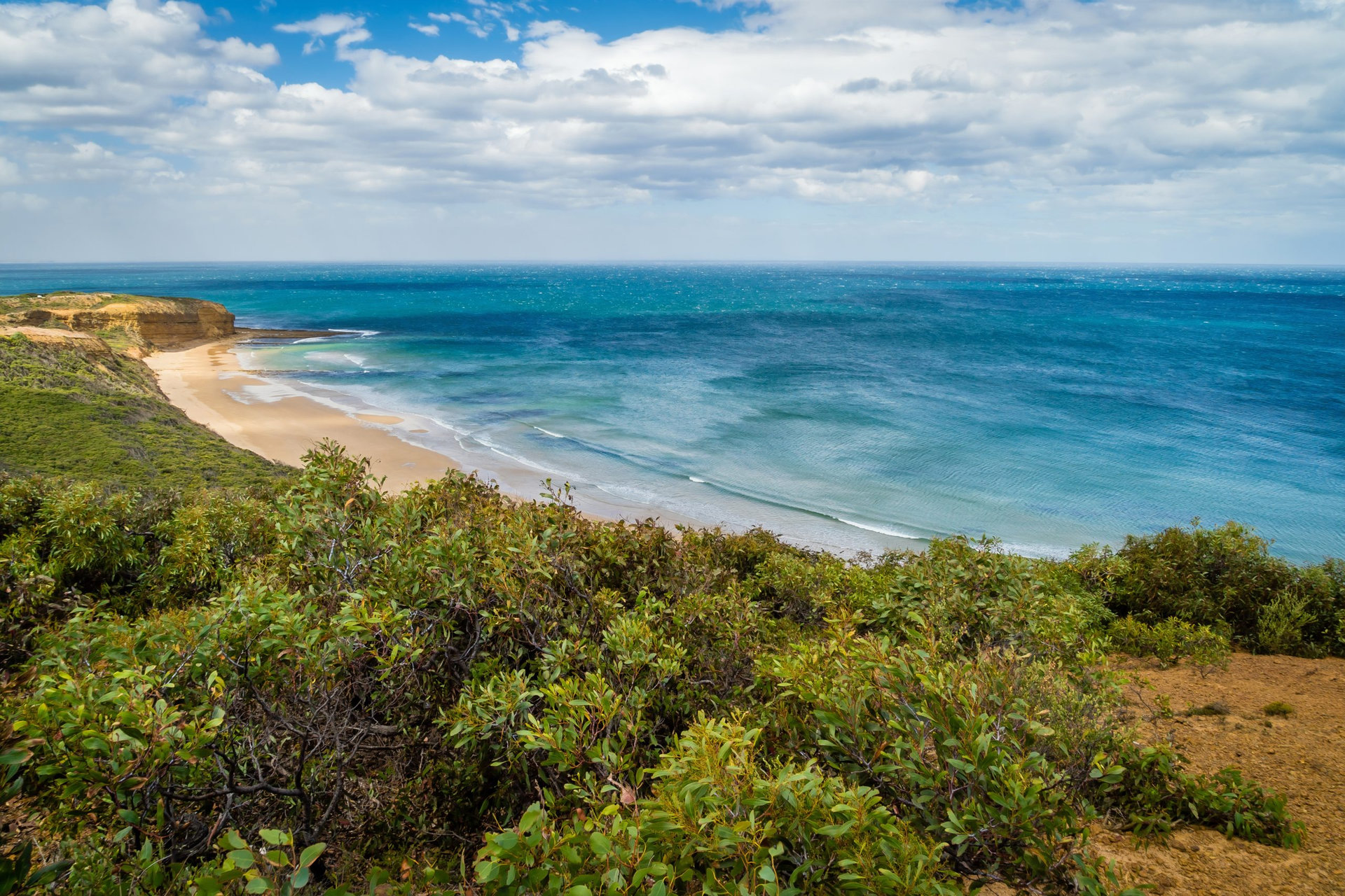 Stunning view of the turquoise ocean and beach in Torquay, Australia
