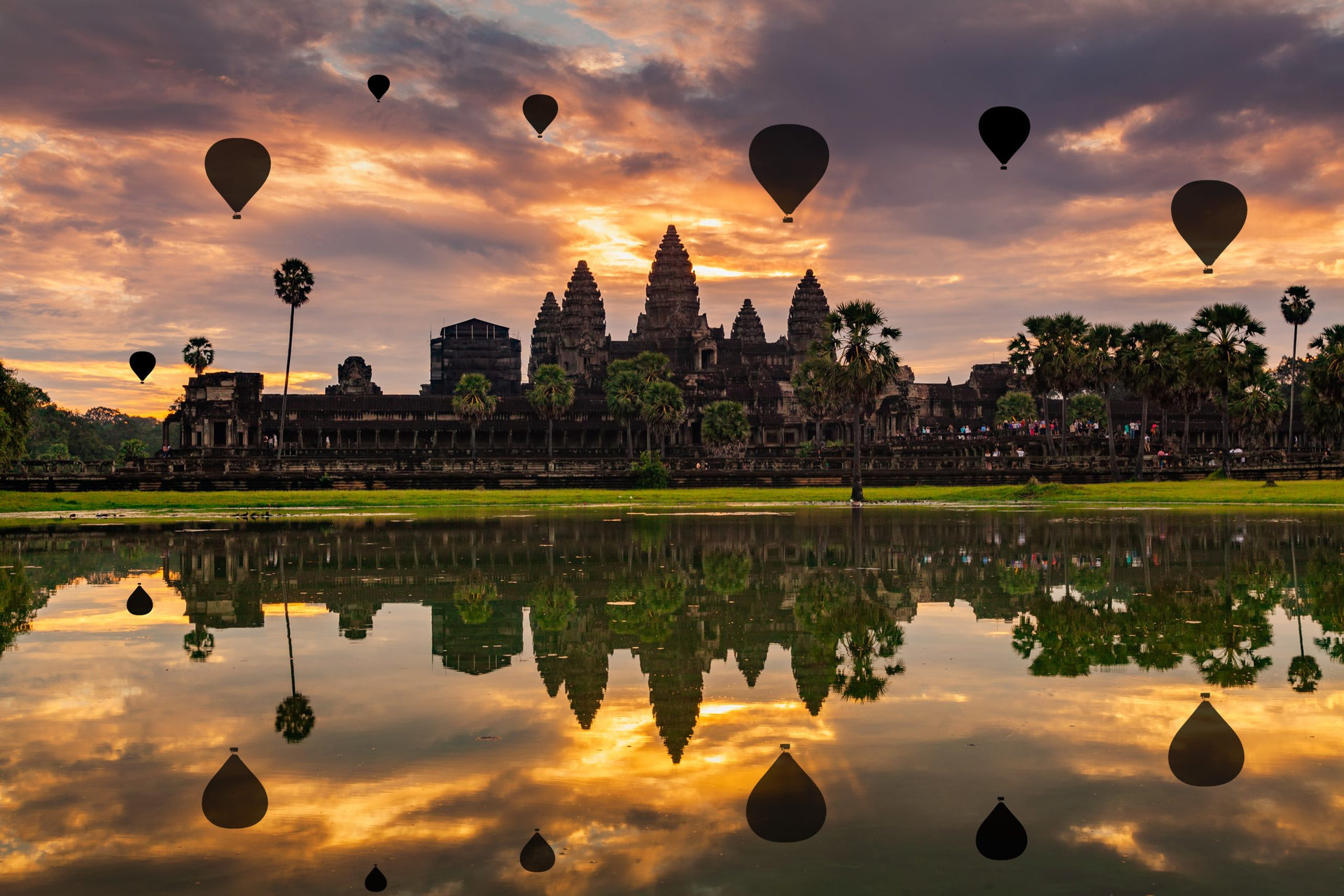 Sunrise on Angkor Wat Temple in Cambodia. UNESCO site, World Wonder