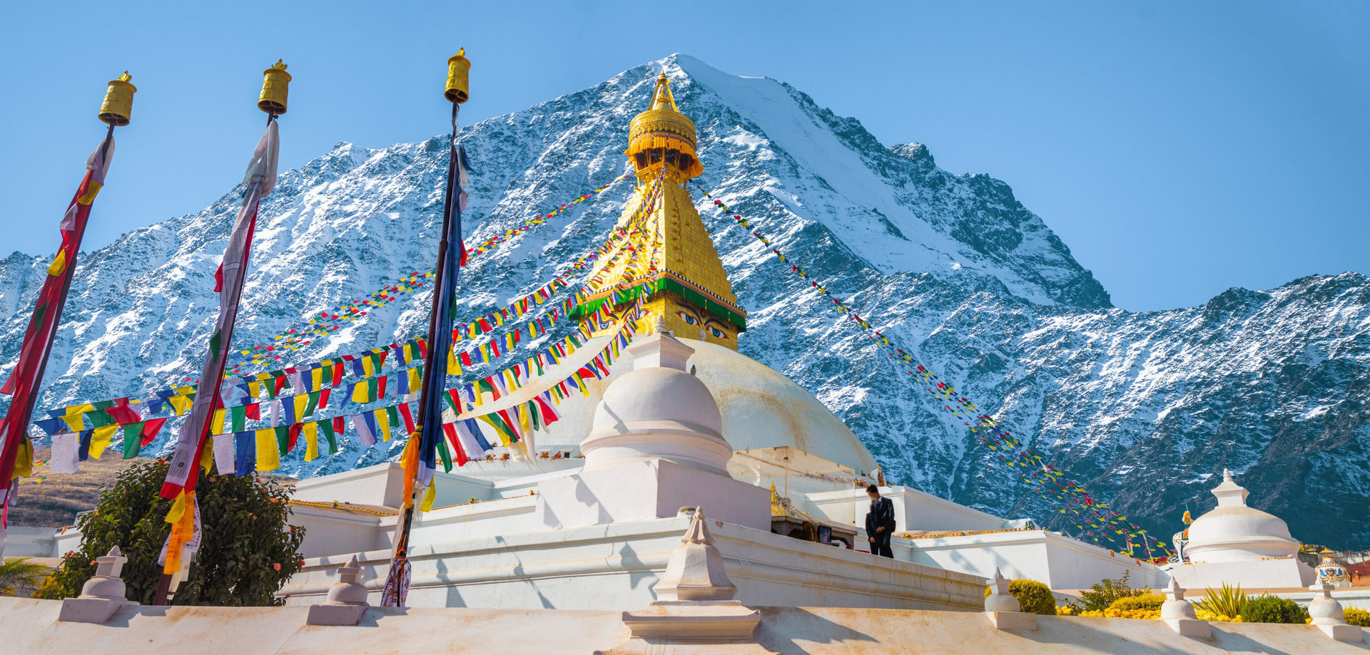 Evening view of Bodhnath stupa . Kathmandu . Nepal