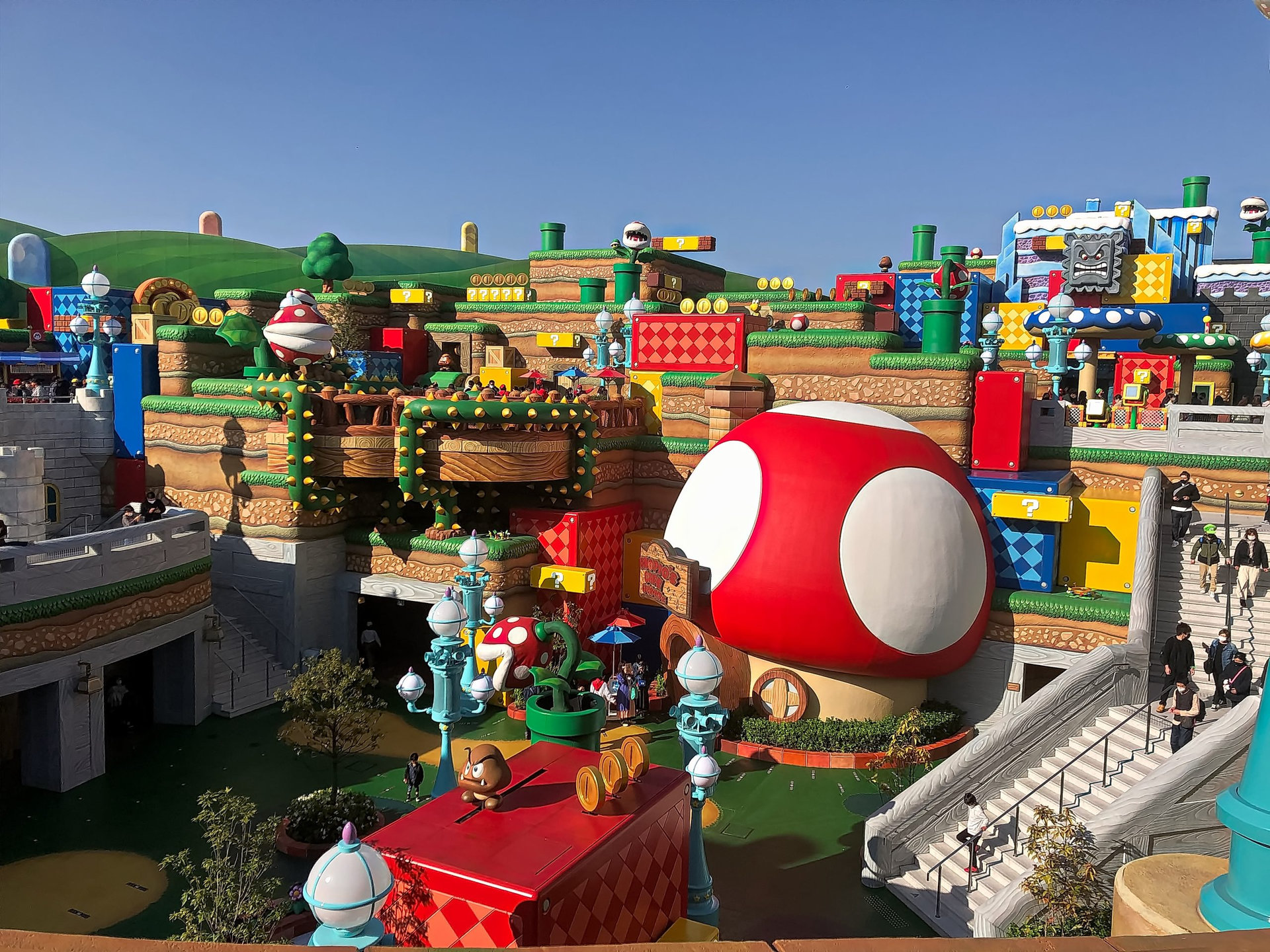 OSAKA, JAPAN - Apr 10, 2021 : Scenery at the entrance of Nintendo World.Super Nintendo World is a themed area at Universal Studios Japan.