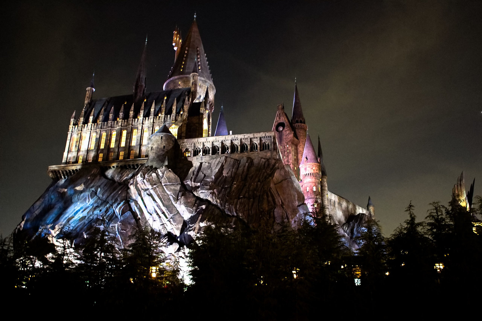 Osaka, Japan - Nov 5, 2020: Hogwarts castle at the Wizarding World of Harry Potter in Universal Studios Japan in Osaka city