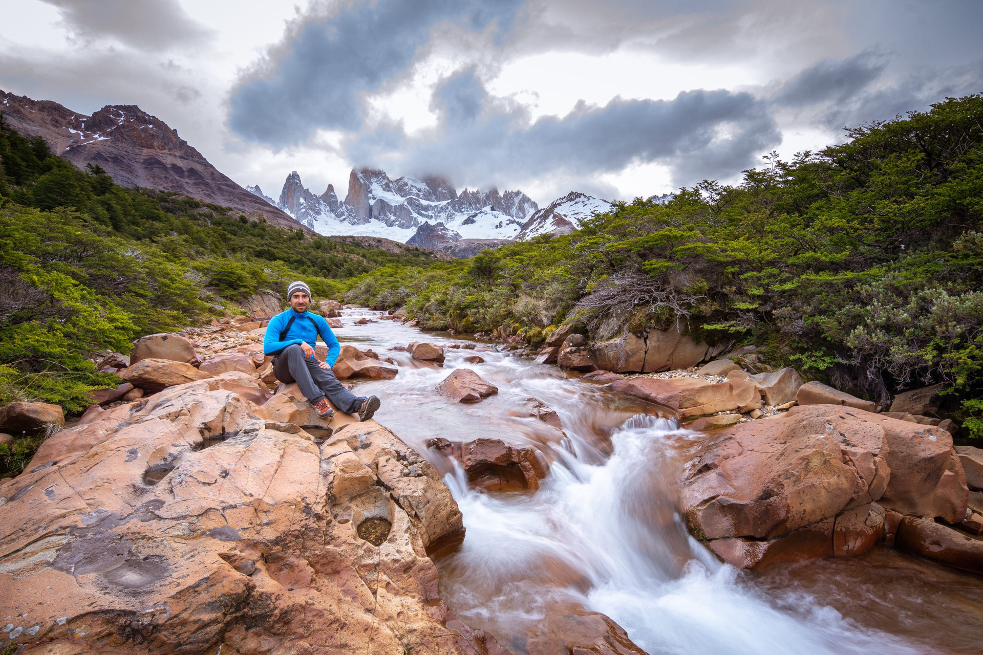 landscape of the trekking that goes to fitzroy mountain in el calafate, argentina
