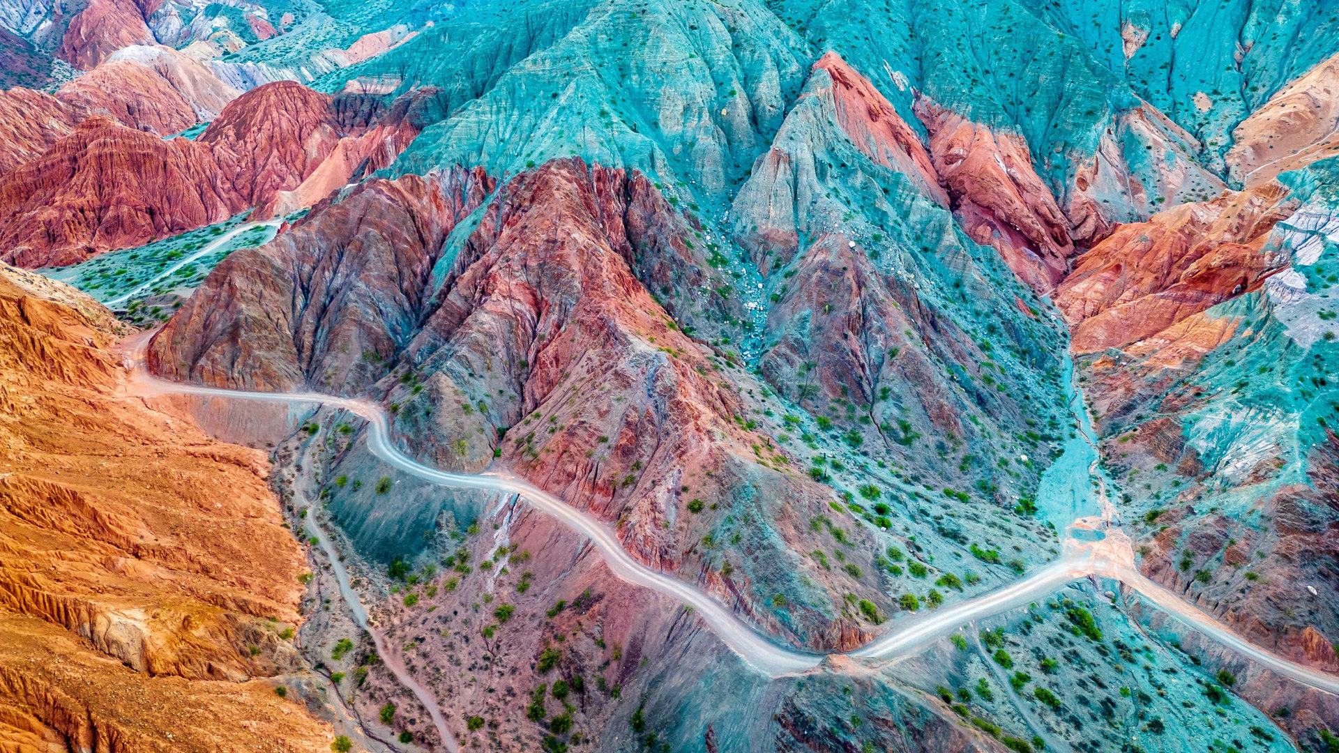 Purmamarca Jujuy Argentina Aerial View The Hill of Seven Colors Cerro Siete Colores Unique Geological Touristic Destination