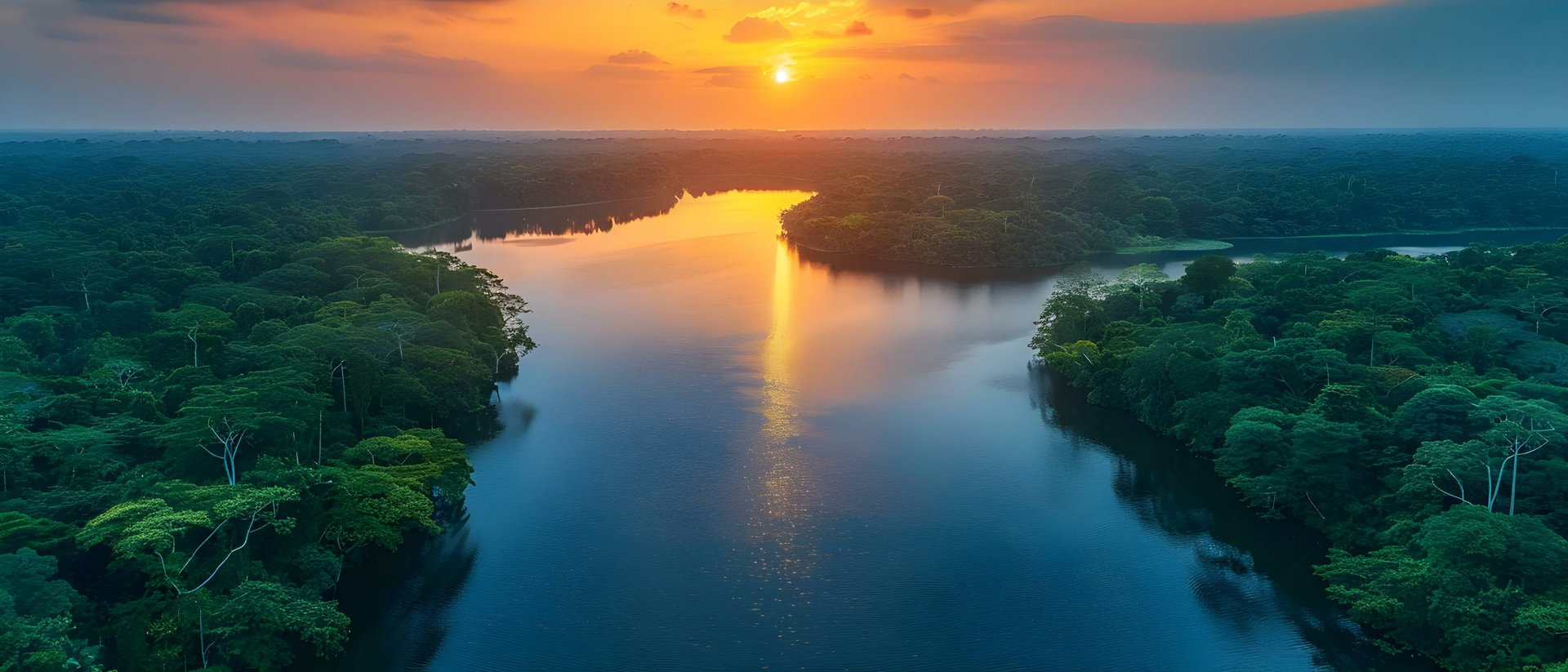 Sunset Aerial View of Dora Creek, Tortuguero National Park, Costa Rica. Concept Nature Photography, Aerial Views, Sunset, Costa Rica, Wildlife Viewing