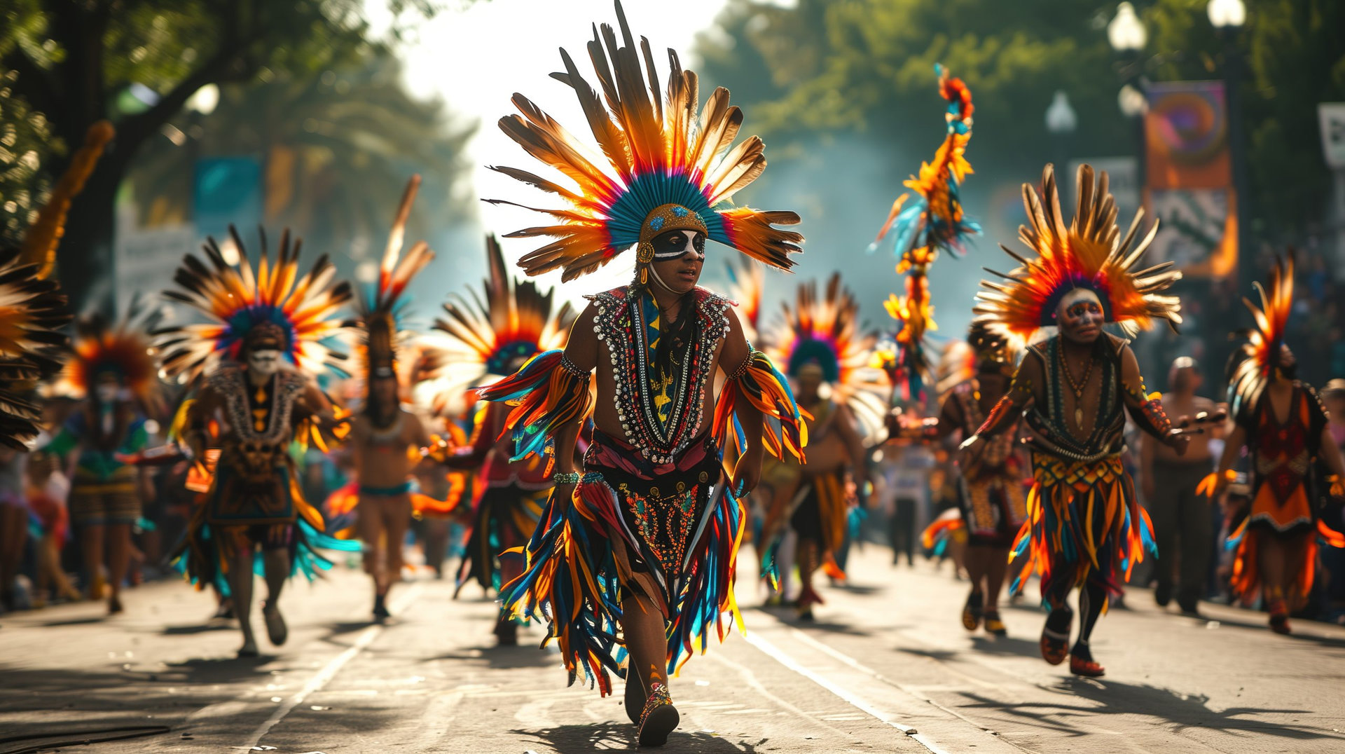 Mexican people celebrate the Cinco de Mayo festival in the streets of the city