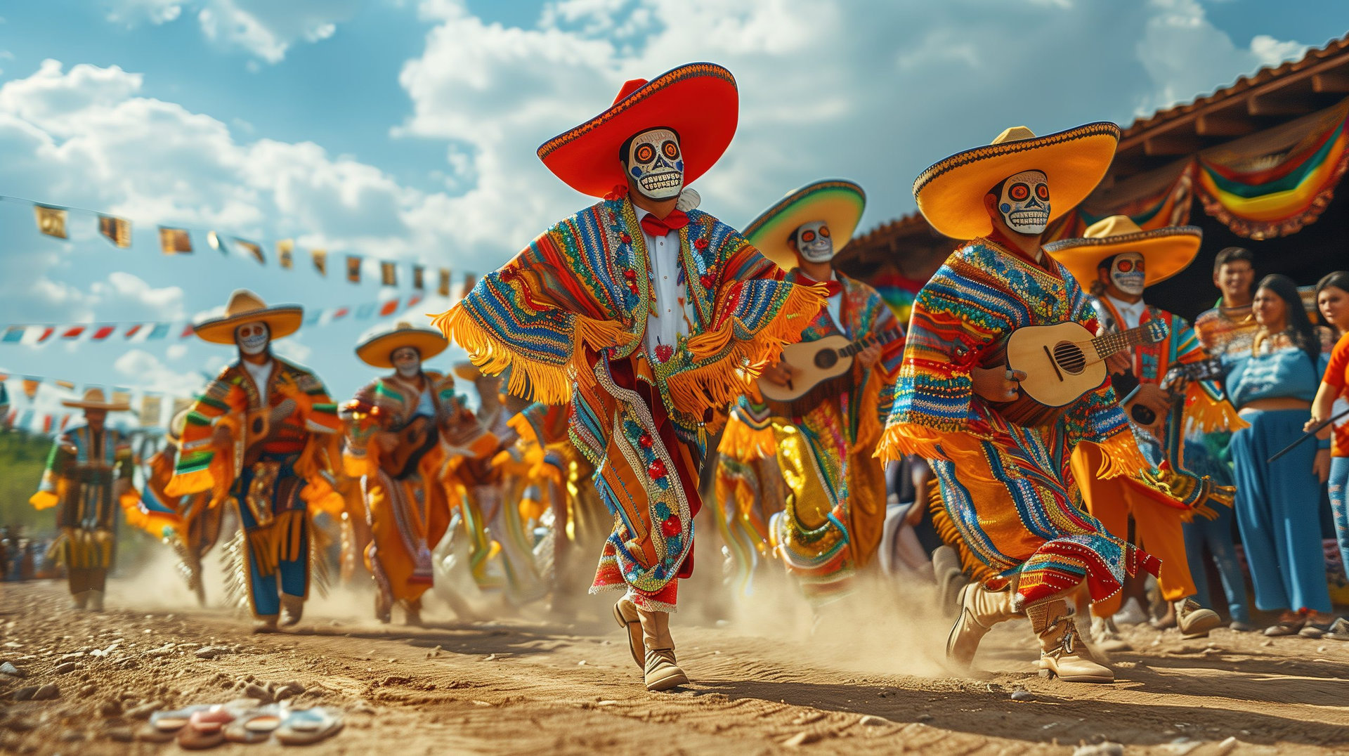 Mexican people celebrate the Cinco de Mayo festival in the streets of the city