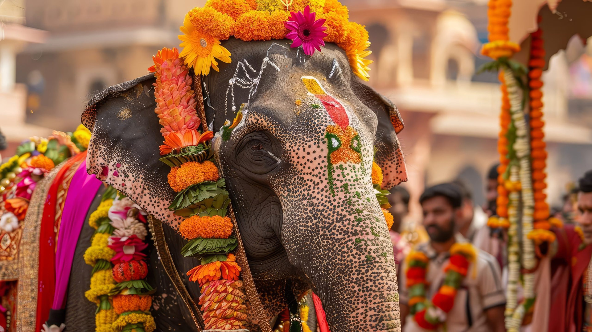 decorated elephant at traditional jaipur festival in india closeup photography