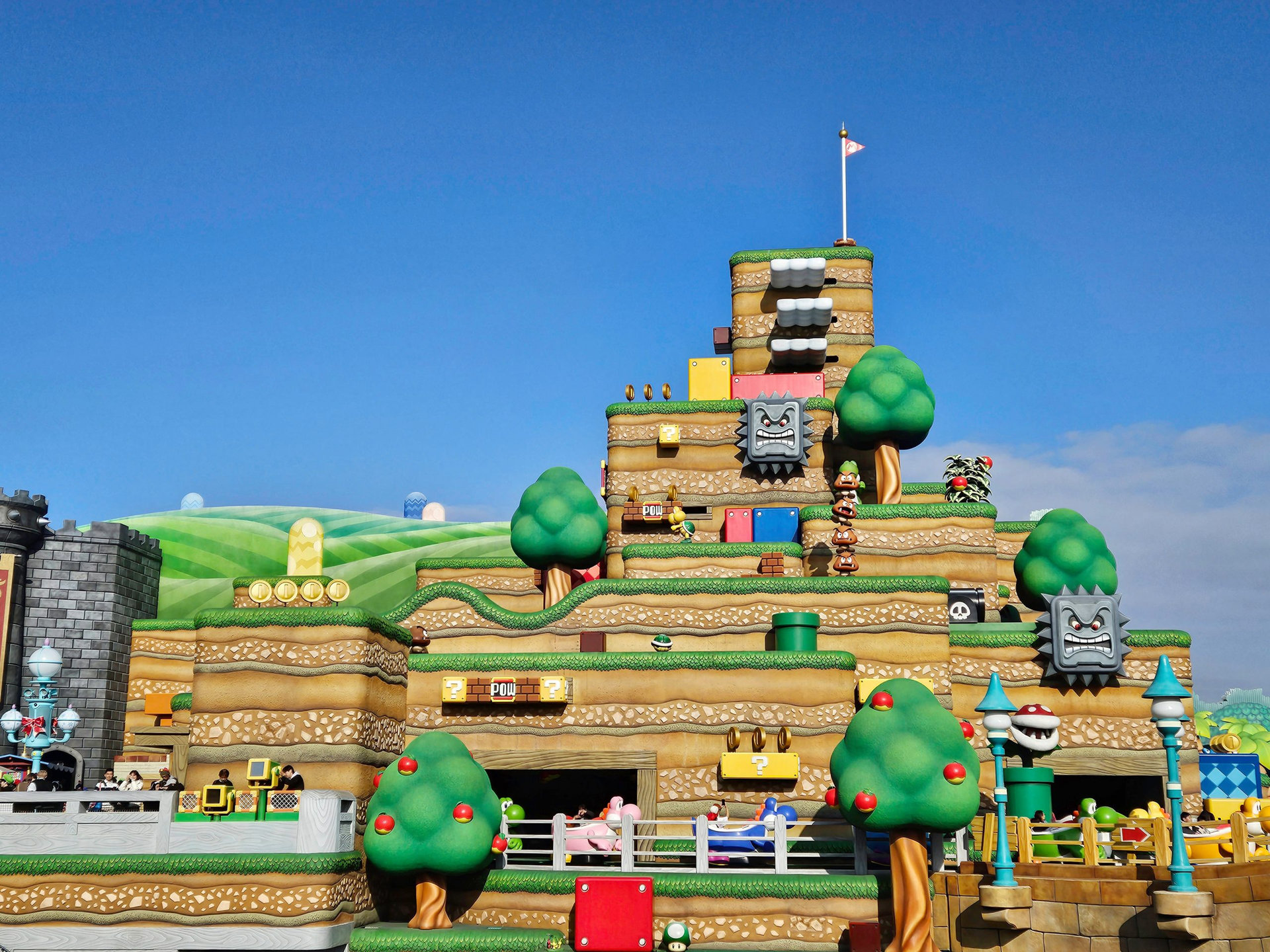 Osaka, Japan – Dec.11, 2023: Yoshi’s adventure ride at Super Nintendo World, an attraction area at Universal Studios Japan.
