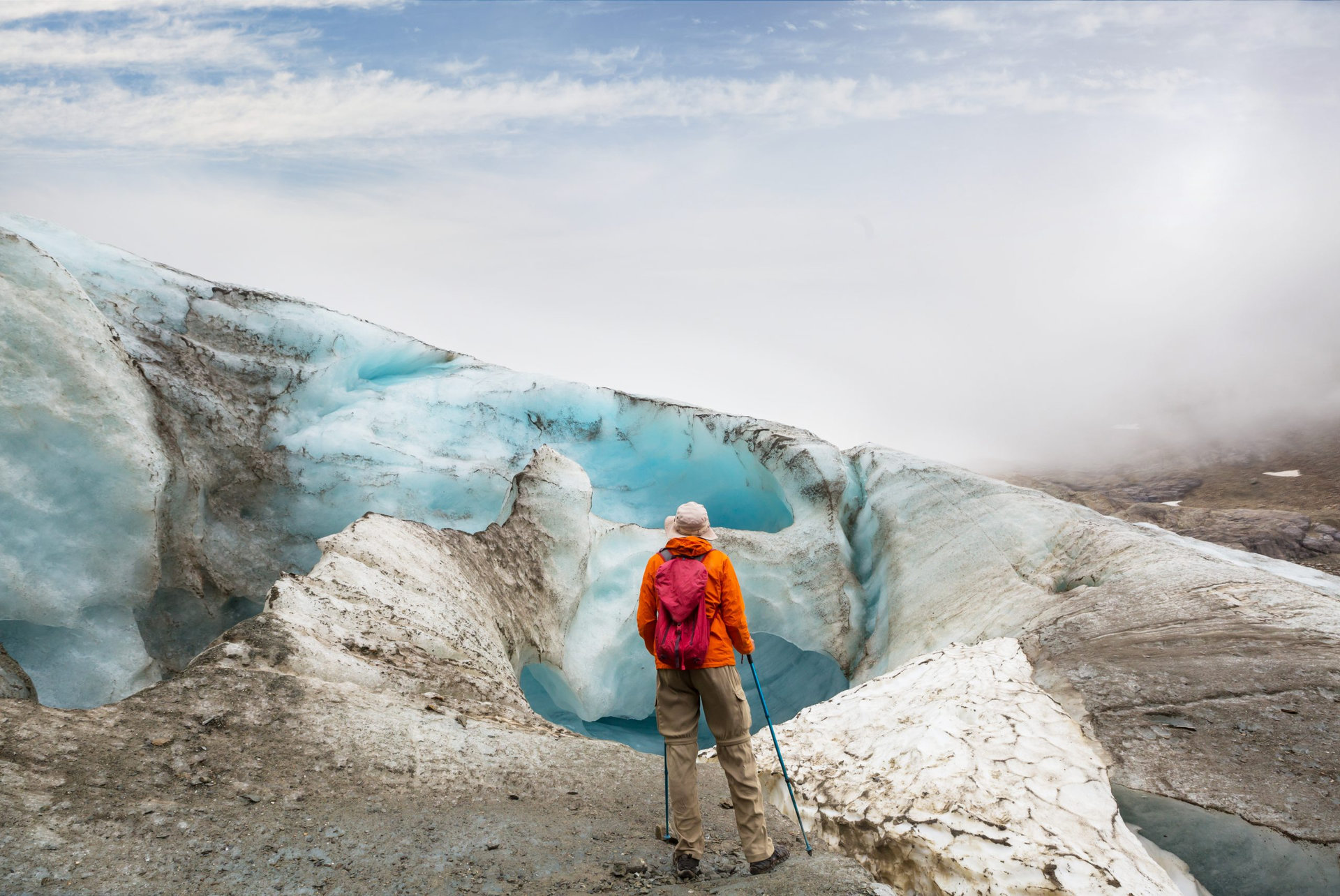Hiker in the glacier in Ushuaia, Argentina