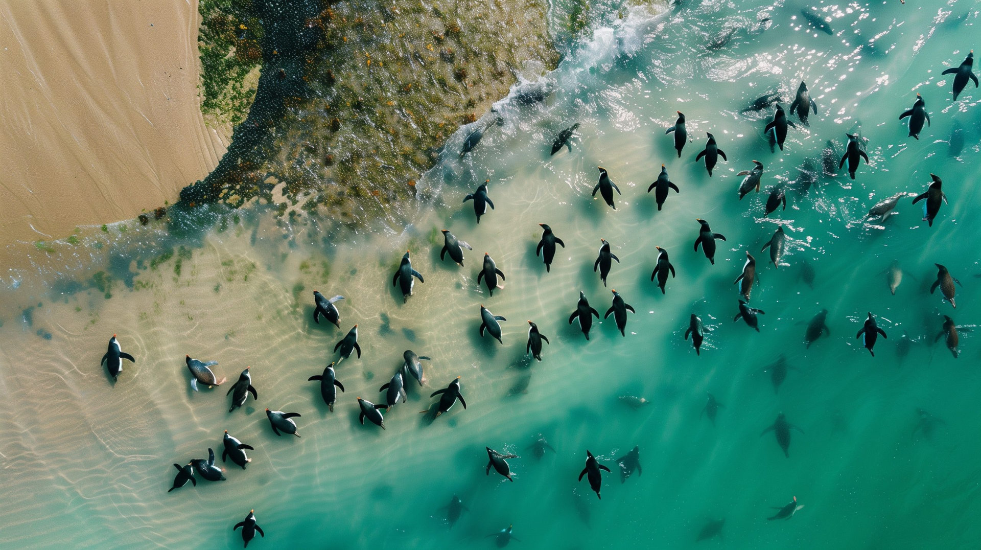 Aerial view of Penguin Parade.