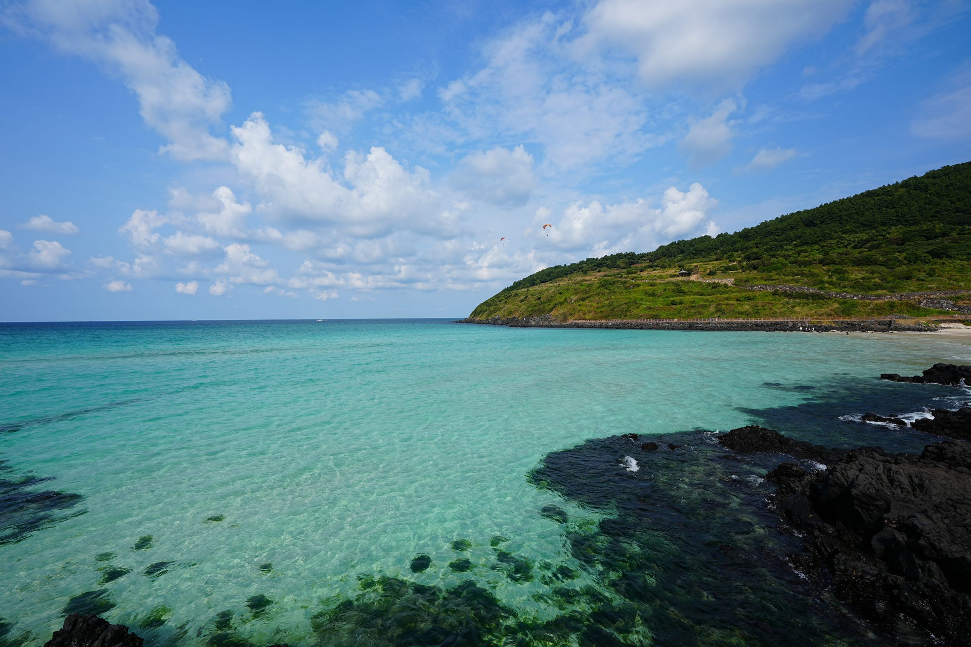 beautiful seaside view and charming clouds